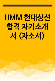 HMM 현대상선 합격 자기소개서 (자소서)