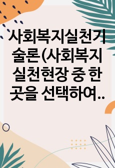 사회복지실천기술론(사회복지실천현장 중 한 곳을 선택하여 사업내용과 지역사회에 끼친 영향을 분석하기)