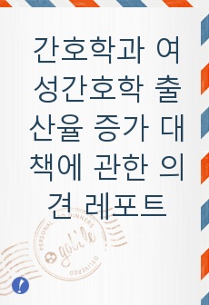 간호학과 여성간호학 출산율 증가 대책에 관한 의견 레포트