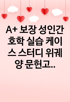 A+ 보장 성인간호학 실습 케이스 스터디 위궤양 문헌고찰, 간호과정 간호진단 2개 간호과정 2개