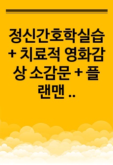 정신간호학실습 + 치료적 영화감상 소감문 +  플랜맨 영화감상