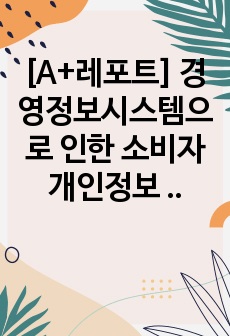 [A+레포트] 경영정보시스템으로 인한 소비자 개인정보 침해 사례 및 해결방안