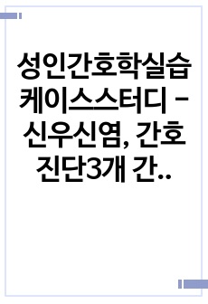 성인간호학실습케이스스터디 - 신우신염, 간호진단3개 간호중재3개