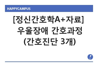 [정신간호학A+ 자료] 우울장애 대상자 간호과정(간호진단 3개, 간호과정, 이론적근거O)