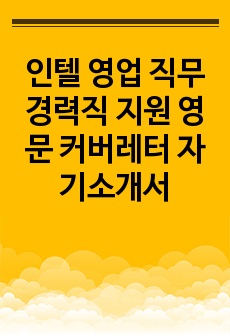 인텔 영업 직무 경력직 지원 영문 커버레터 자기소개서