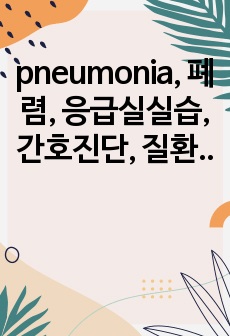 pneumonia, 폐렴, 응급실실습, 간호진단, 질환고찰