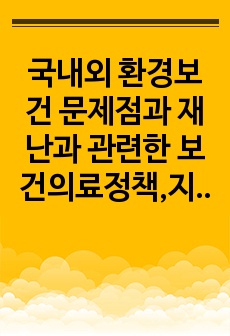 국내외 환경보건 문제점과 재난과 관련한 보건의료정책,지역사회간호학