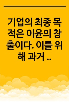 기업의 최종 목적은 이윤의 창출이다. 이를 위해 과거 기업은 경쟁우위 요소 중 비용절감을 통해 이익창출에 몰입하였으나, 20세기 후반부터는 비용절감을 통한 이익창출의 한계로 인해 현장에서나 이론적으로 힘들어진 상태이..