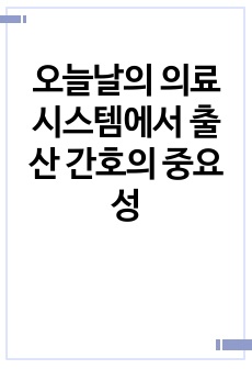 오늘날의 의료 시스템에서 출산 간호의 중요성