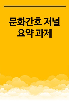 문화간호 저널 요약 과제