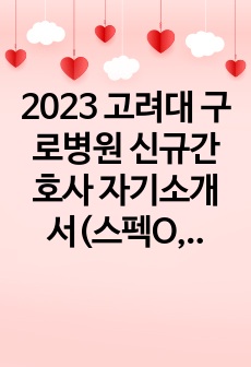 2023 고려대의료원 신규간호사 자기소개서(스펙O, 합격인증O)