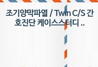 조기양막파열 / Twin C/S 간호진단 케이스스터디 (교수님 A+ 극찬, 여성간호학)