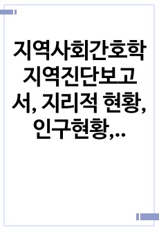 지역사회간호학 지역진단보고서, 지리적 현황, 인구현황, 주민 건강수준, 건강위해 행위