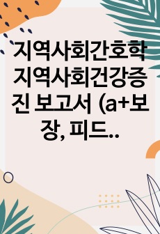 지역사회간호학 지역사회건강증진 보고서 (a+보장, 피드백 수정완료, 교수님께서 극찬하셨습니다)