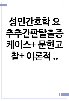 성인간호학 요추추간판탈출증 케이스+ 문헌고찰+ 이론적 근거