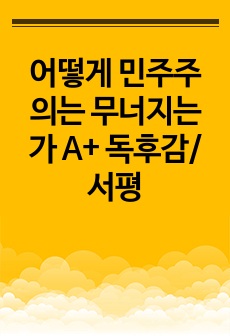 어떻게 민주주의는 무너지는가 A+ 독후감/서평