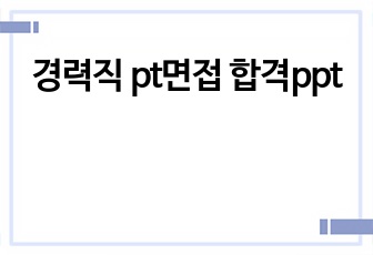 경력직 pt면접 합격ppt