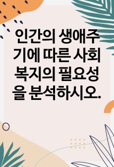 인간의 생애주기에 따른 사회복지의 필요성을 분석하시오.