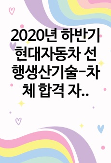 2020년 하반기 현대자동차 선행생산기술-차체 합격 자소서