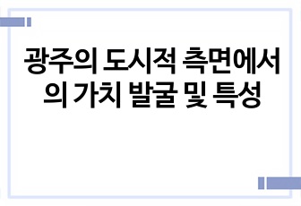 광주의 도시적 측면에서의 가치 발굴 및 특성