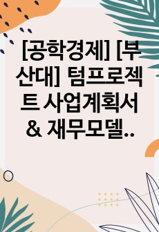 [공학경제][부산대] 텀프로젝트 사업계획서 & 재무모델 엑셀파일