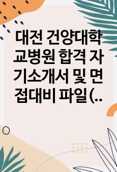 대전 건양대학교병원 합격 자기소개서 및 면접대비 파일(신규 간호사 및 기졸)