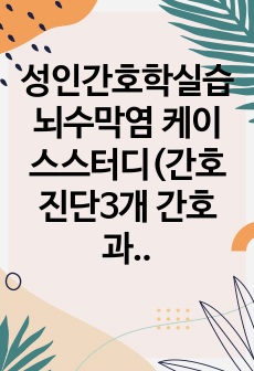 성인간호학실습 뇌수막염 케이스스터디(간호진단3개 간호과정3개)