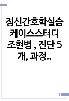 정신간호학실습 케이스스터디 조현병 , 진단 5개, 과정2개