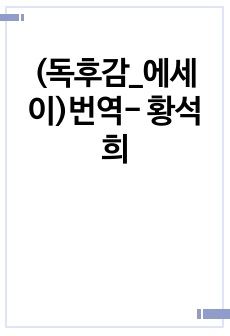 (독후감_에세이)번역- 황석희