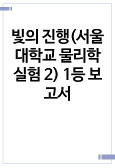 빛의 진행(서울대학교 물리학 실험 2) 1등 보고서