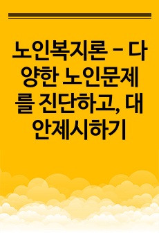 노인복지론 - 다양한 노인문제를 진단하고, 대안제시하기