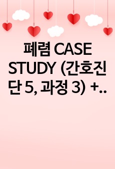 폐렴 CASE STUDY (간호진단 5, 과정 3) + 문헌고찰