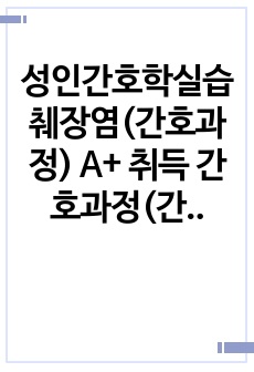 성인간호학실습 췌장염(간호과정) A+ 취득 간호과정(간호진단 개수 1개, 간호과정 1개)