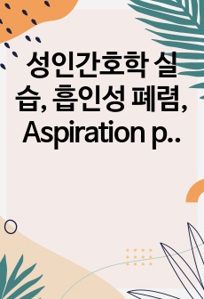 성인간호학 실습, 흡인성 폐렴, Aspiration pneumonia 비효과적 기도 청결, 고체온,  욕창