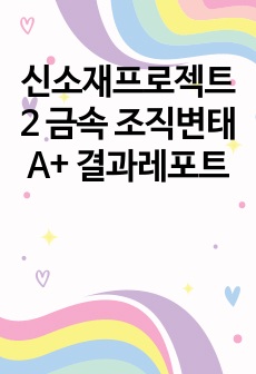 신소재프로젝트2 금속 조직변태 A+ 결과레포트