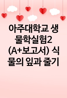 아주대학교 생물학실험2 (A+보고서) 식물의 잎과 줄기