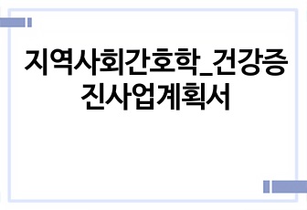 지역사회간호학_건강증진사업계획서