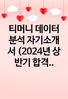 티머니 데이터 분석 자기소개서 (2024년 상반기 합격)