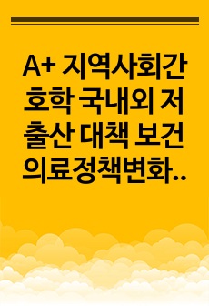 A+ 지역사회간호학 국내외 저출산 대책 보건의료정책변화 보고서