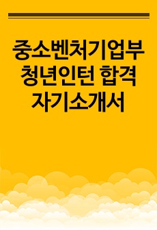 중소벤처기업부 청년인턴 합격 자기소개서