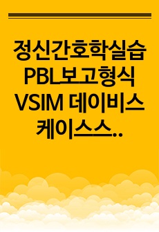 정신간호학실습 PBL보고형식 VSIM 데이비스 케이스스터디