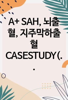 A+ SAH, 뇌출혈, 지주막하출혈 CASESTUDY(케이스스터디) 간호 과정1개 진단 2개