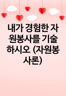 내가 경험한 자원봉사를 기술하시오 (자원봉사론)