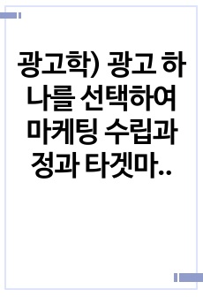 광고학) 광고 하나를 선택하여 마케팅 수립과정과 타겟마케팅 과정으로 분석하시오.