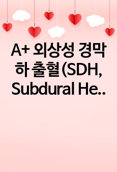 A+ 외상성 경막하 출혈(SDH, Subdural Hemorrhage)_ (성인간호학 간호과정)_간호진단7개 각 진단별 간호중재 4개씩 이상