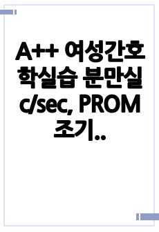 A++ 여성간호학실습 분만실 c/sec, PROM 조기양막파수(파열) 케이스 case study 사례연구보고서 진단3개 과정3개_감염위험, 통증, 불안