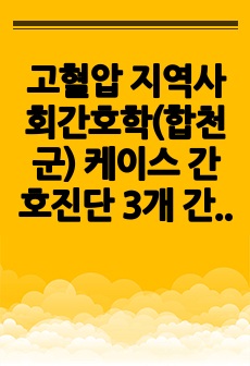 고혈압 지역사회간호학(합천군) 케이스 간호진단 3개 간호과정 1개