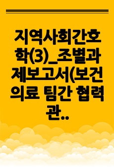 지역사회간호학(3)_조별과제보고서(보건의료 팀간 협력관계 분석 조별보고서)