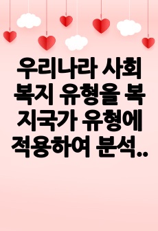 우리나라 사회복지 유형을 복지국가 유형에 적용하여 분석하시오