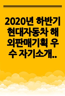 2020년 하반기 현대자동차 해외판매기획 우수 자기소개서